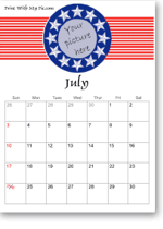 printable 4th of July calendar