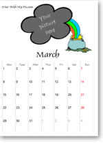 St. Patrick's Day calendar template
