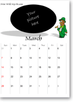 printable St. Patrick's Day calendar