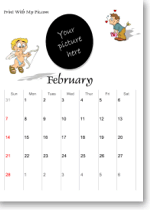 Valentine's Day calendars to print