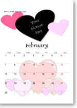 Valentine's Day calendars to print