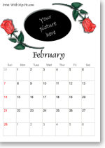 Valentine's Day calendars to print