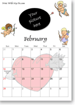 Valentine's Day calendars to print