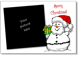 snowman with present, christmas invitation template